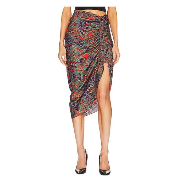 Veronica Beard Ari Paisley-Print Silk Blend Jacquard Midi Skirt size 6